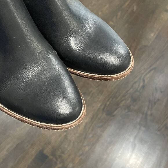 Madewell Billie Leather Ankle Boots Booties Size 8 Black Minimalist Block Heel - Picture 3 of 10
